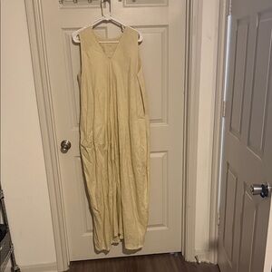 Anthropologie Pale oat Sleeveless V-Neck Linen dress